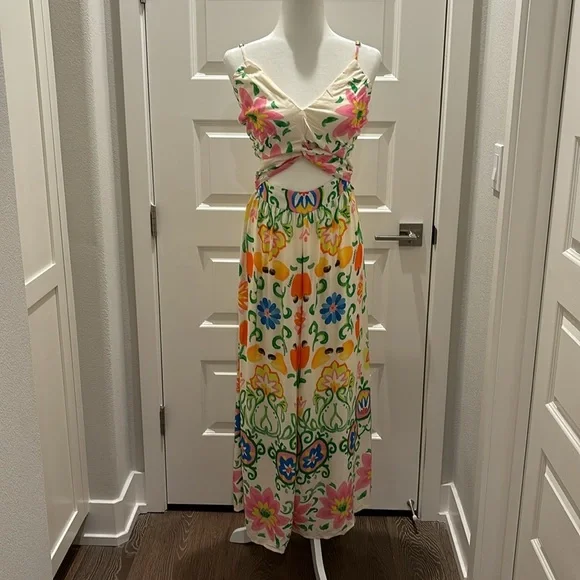 FARM Rio Watercolor Bow Jumpsuit Size M - Picture 6 of 9